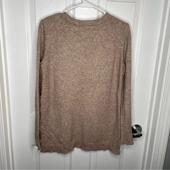 Anthropologie Serena Pullover V-Neck Long Sleeve Tan Beige Sweater Oversized S - Picture 4 of 10